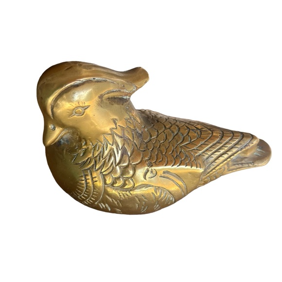 Vintage Brass Mid Century Dove/Pheasant/ Bird Figure Paper Weight 5.5” - Picture 3 of 12